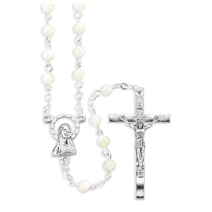 Faux Mother of Pearl Glass Bead Rosary