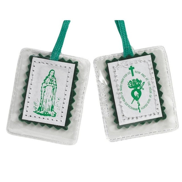 Green Scapular With One Badge