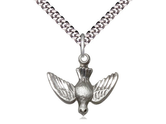 Holy Spirit Sterling Silver Medal with 24" Chain