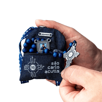St. Carlo Acutis, The Programmer, Rosary Set with Backpack Pouch
