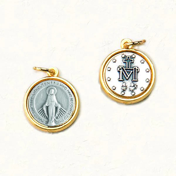 Two Tone Round Miraculous Medal - 0.5"
