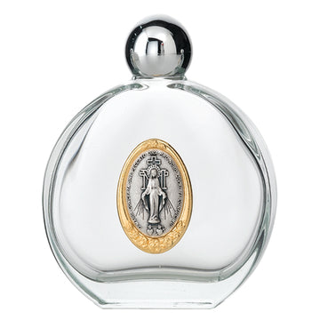 4 OZ Glass Holy Water Bottle with Assorted Medals
