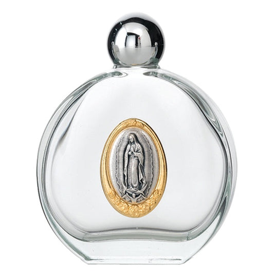 Our Lady of Guadalupe Glass Holy Water Bottle with Two Tone Medal