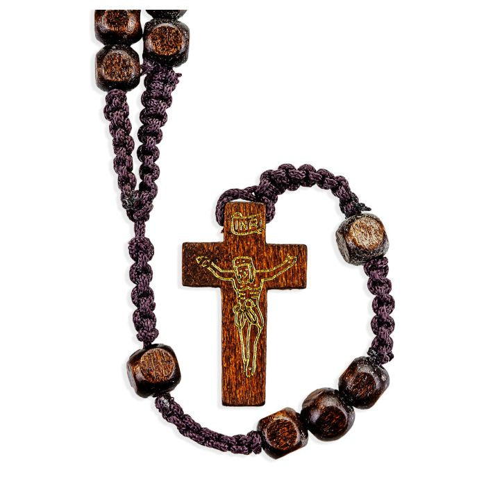 Light Brown Wood Cord Bead Rosary