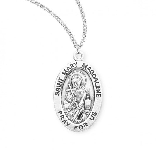 St. Mary Magdalene Oval Sterling Silver Medal - Necklace (S9463)