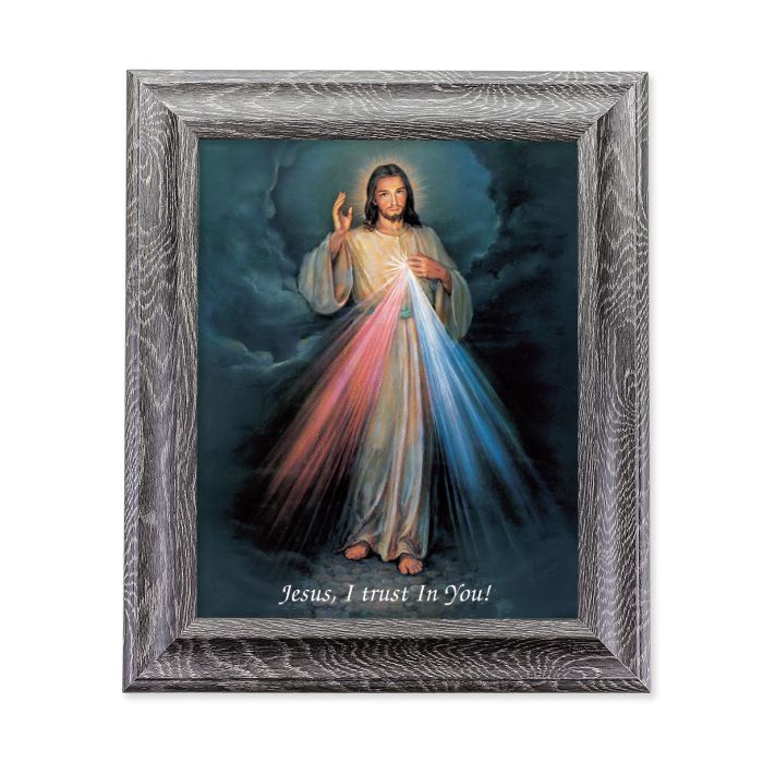 Divine Mercy 8" x 10" Print in Grey Oak Finish Frame 10 1/2" x 12 1/2"