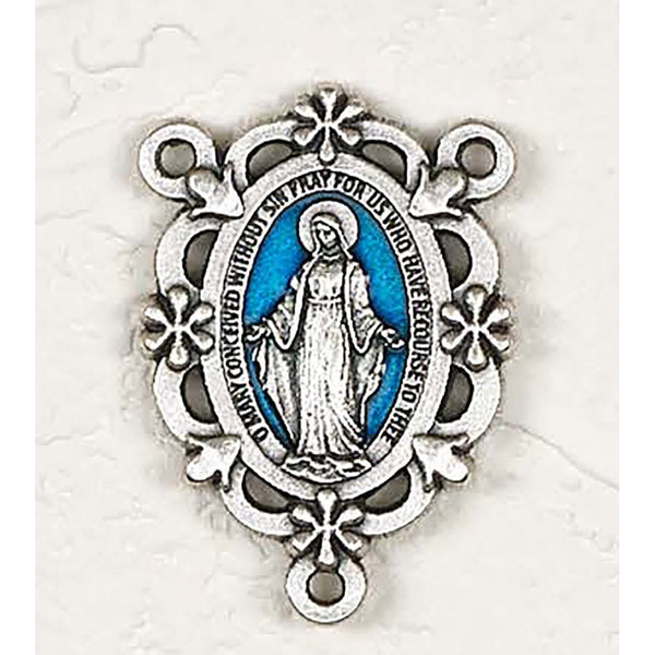 Miraculous Medal Blue Enameled Deluxe Center