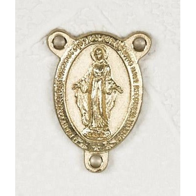 Miraculous Medal, Gold Tone Rosary Center