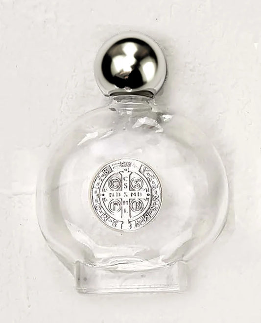 St. Benedict Medal, Glass Holy Water Bottle