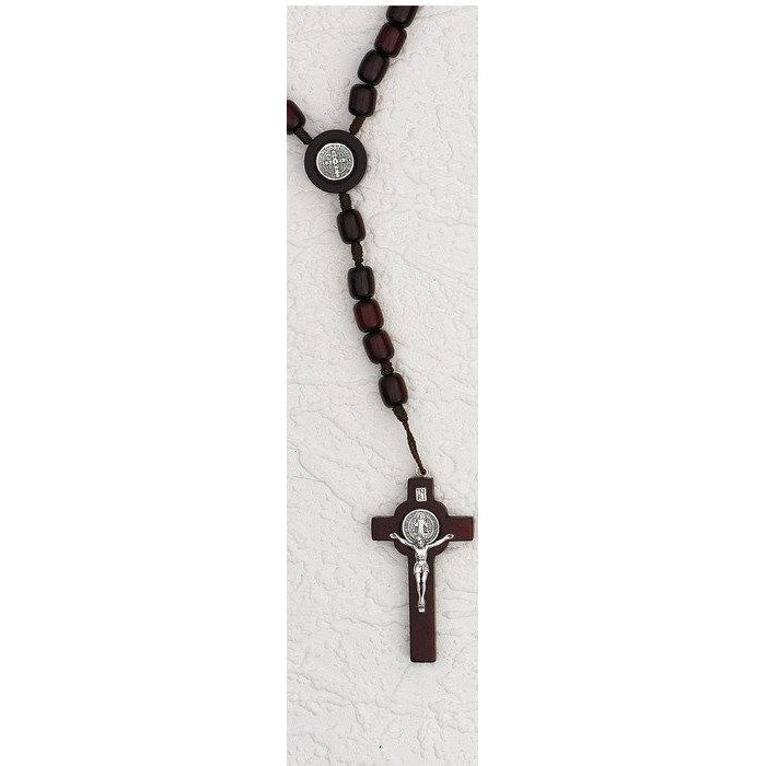 St. Benedict Brown Wood Rosary