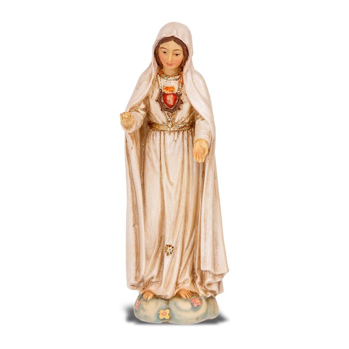 Immaculate Heart of Mary of Fatima 4" Statue with Holy Card