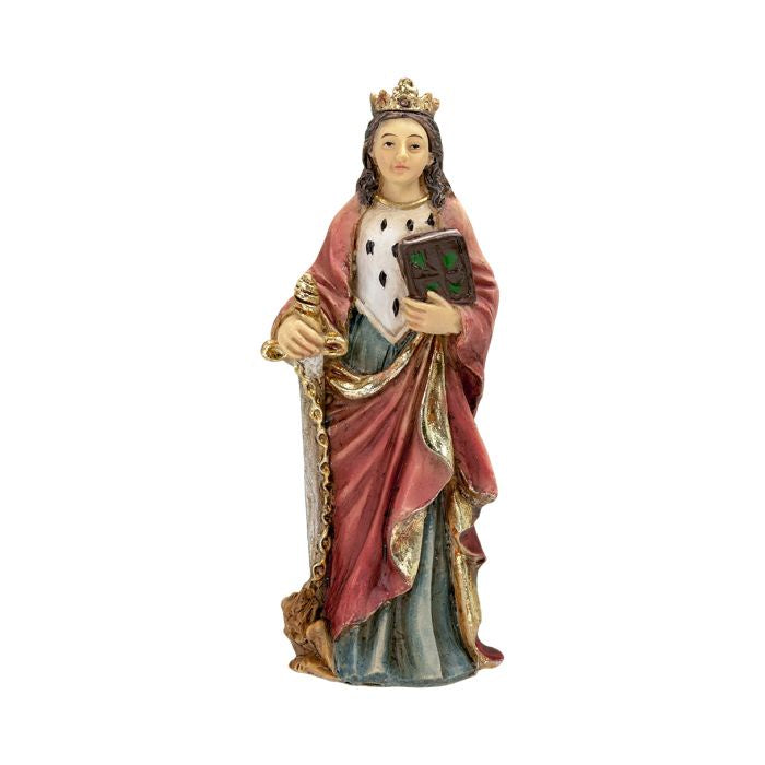 4" Cold Cast Resin Hand Painted Statue of Saint Dymphna in a Deluxe Window Box