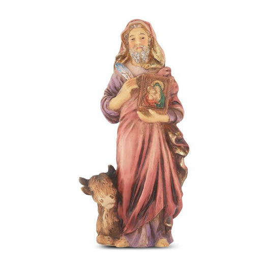 4" Cold Cast Resin Hand Painted Statue of Saint Luke in a Deluxe Window Box