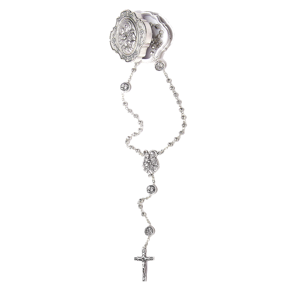 Metal Bead St. Joseph Rosary with Matching Case