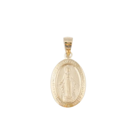 Small Oval Miraculous Medal in 14 Kt Gold
