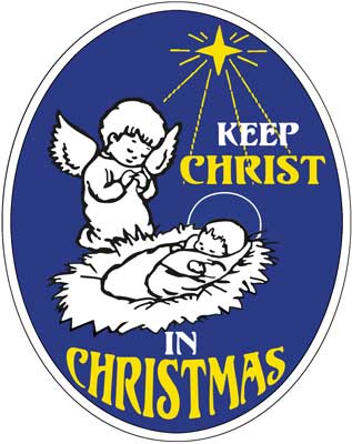 Christmas Auto Magnet, Angel at Manger - " Keep Christ in Christmas "