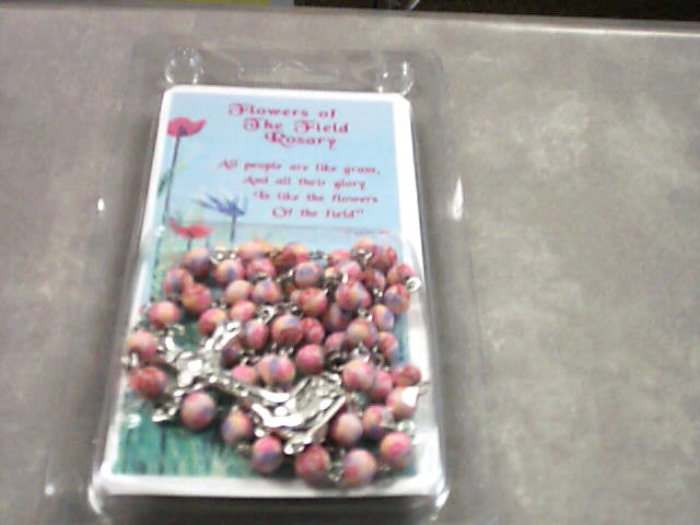 Flowers of the Field Rosary with pink, flowered beads