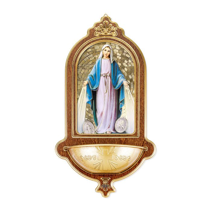 Miraculous Medal Holy Water Font in Gold Foil