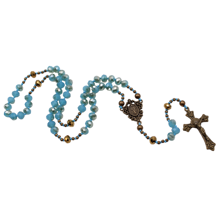 Light Blue Crystal Bead Rosary