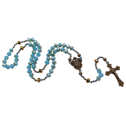 Light Blue Crystal Bead Rosary
