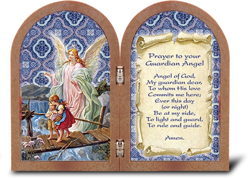 Guardian Angel Small Bi-Fold Plaque - Gold Stamped Bonella Images