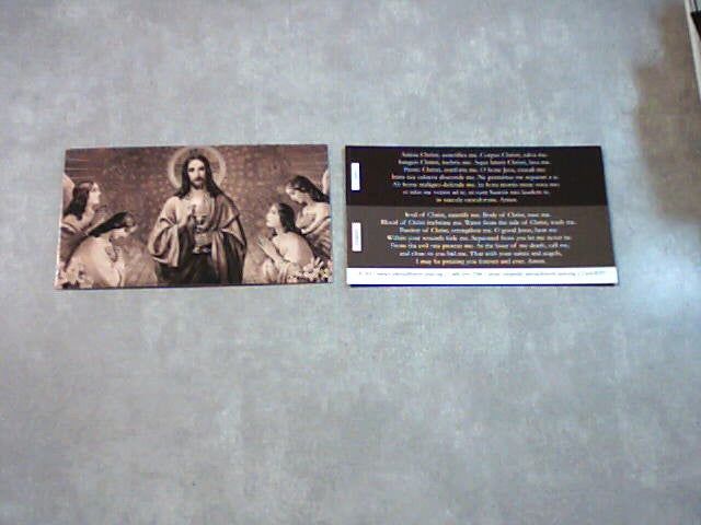Holy card with "Anima Christi" in Latin & English