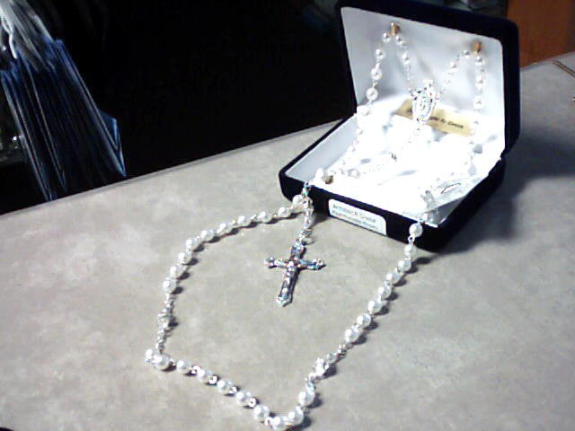 Pearl and crystal rosary with Bohemian crystal and rondelle rosary