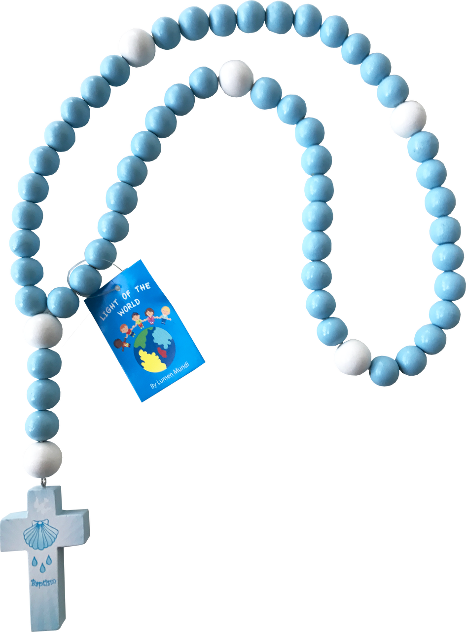 Light of the World Large Baby Rosary for Baptism (Blue or Pink)