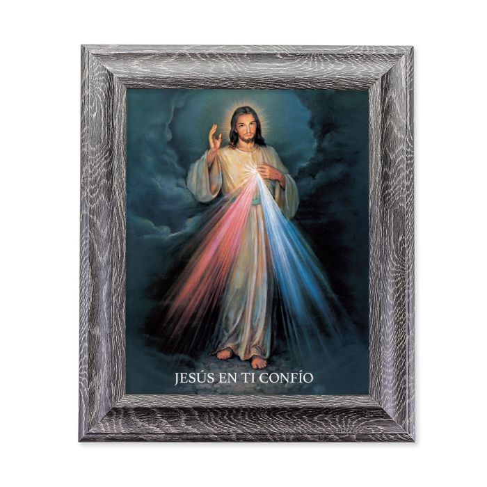 Divine Mercy 8" x 10" Print in Grey Oak Finish Frame 10 1/2" x 12 1/2"