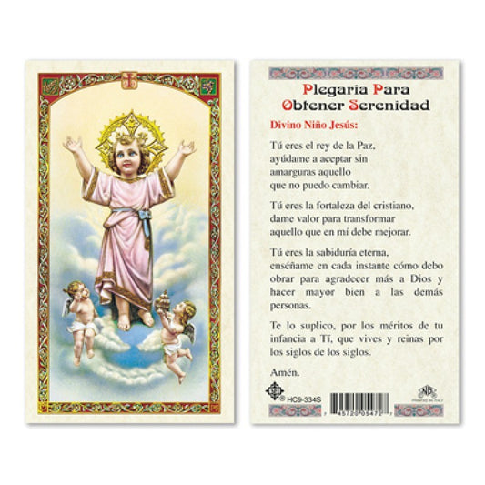 Divino Nino Holy Card with prayer "Para Obtener Serenidad"