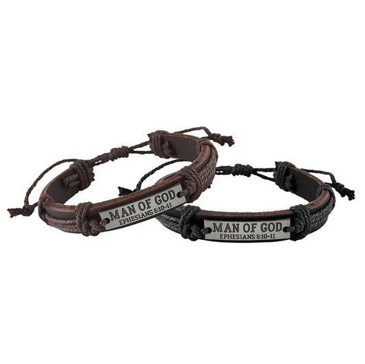 Man of God leather bracelet