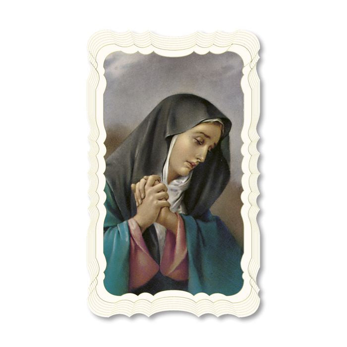 Our Lady of Sorrows Holy Card with Blank Back and Scalloped Edge