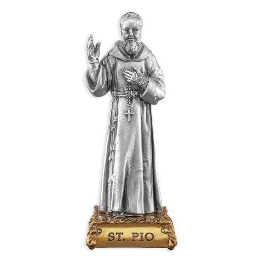 St. Padre Pio Pewter Statue