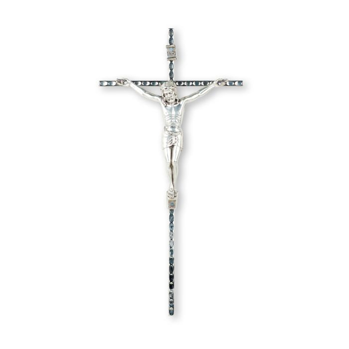 8" Hammered Nickel Cross with an Antique Silver Corpus