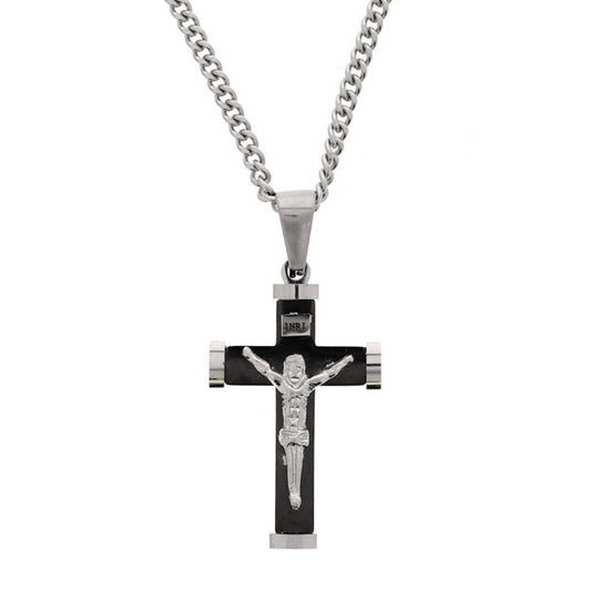 Stainless Steel Crucifix Necklace - 24" Chain