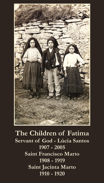 The Children of Fatima Holy Card - Includes Fatima Pardon Prayer, Angel's Prayer, Fatima Eucharist Prayer, Fatima Decade Prayer