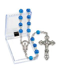 Blue Speckled Glass Bead Rosary