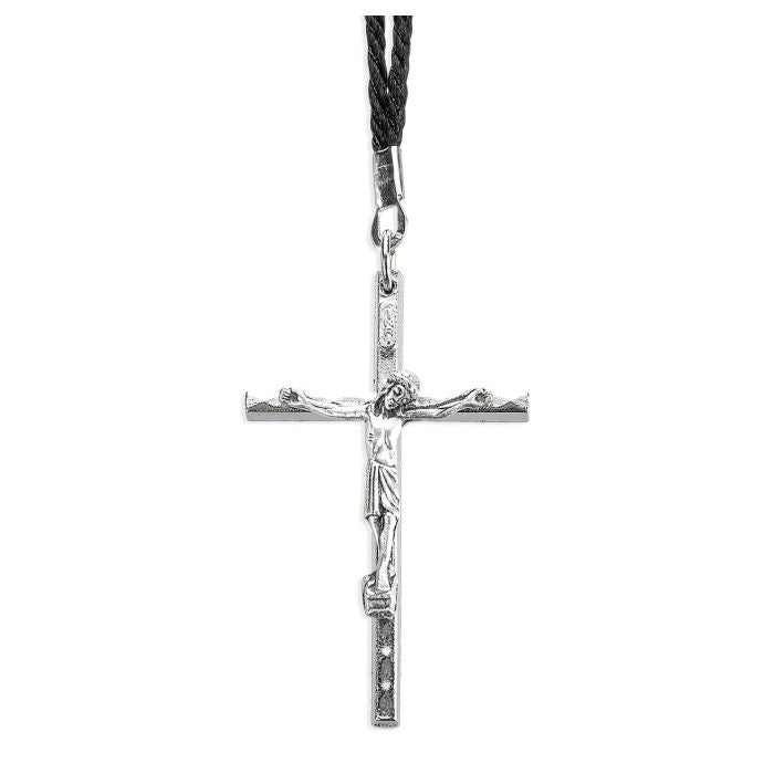 2" Slim Line Crucifix on a Black Cord