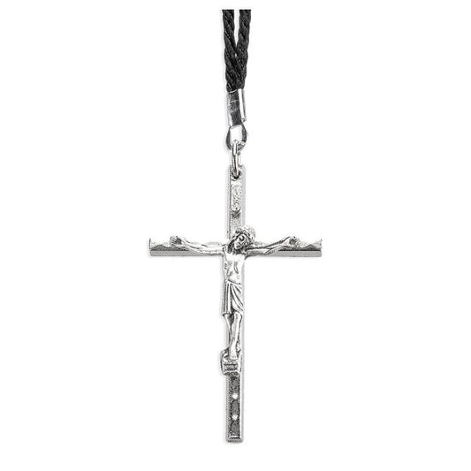 2" Slim Line Crucifix on a Black Cord