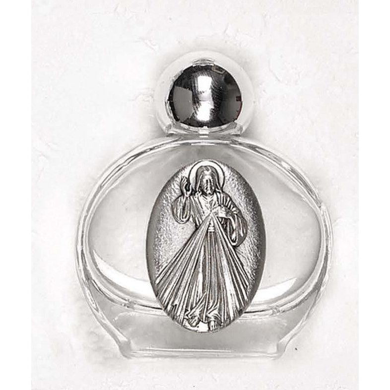 Small Glass Holy Water Bottle with Metal Icon (Variants)