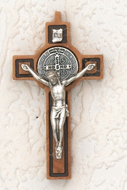 Saint Benedict Wood Cross With Black Carving