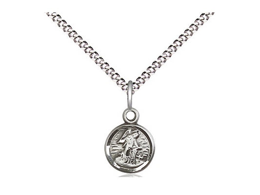 Small Sterling Silver Guardian Angel Medal on 18" Chain