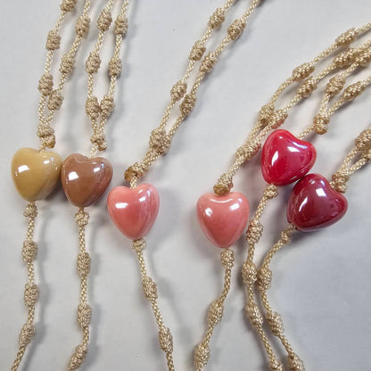 Made with Love, Corded Rosaries with Ceramic Heart Center