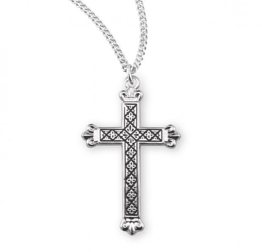 Sterling Silver Black Enameled Cross - Necklace (S3782BK)