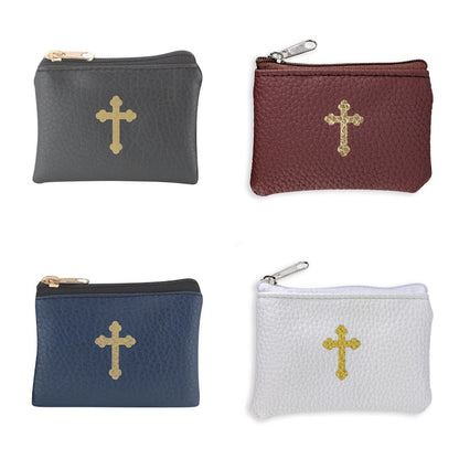 Rosary Case Leatherette with Gold Stamped Cross Image
