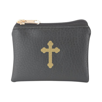 Rosary Case Leatherette with Gold Stamped Cross Image