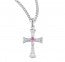 Cross in Sterling Silver with Cubic Zircon and Fuchsia