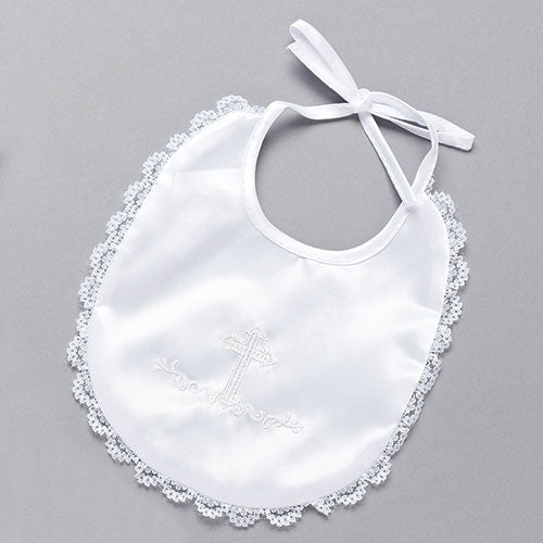 Baptismal Bib with Lace Trim