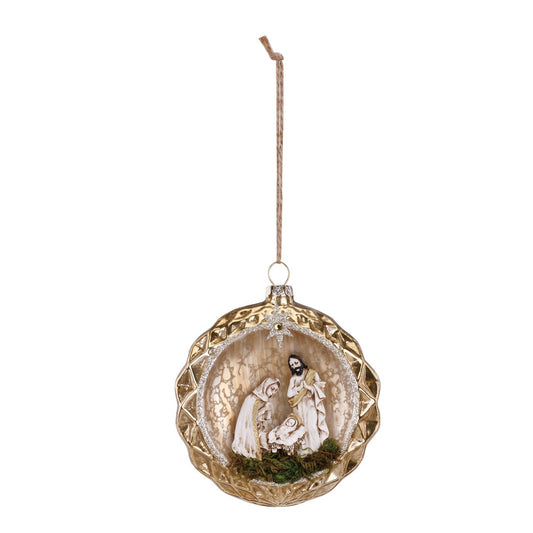 Holy Family Scene 3D Glass Ornament