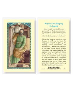 Prayer to the Sleeping St. Joseph holy card - laminated